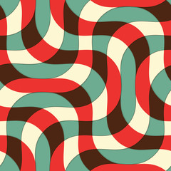 Retro 3D green red and yellow intersecting waves