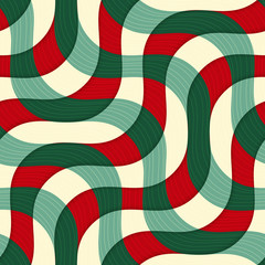 Obraz premium Retro 3D green red yellow overlapping waves with texture