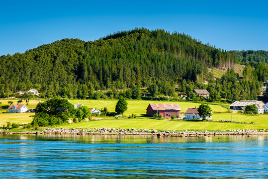 Beautiful scenery at the ferry crossing from Oanes to Lauvvik