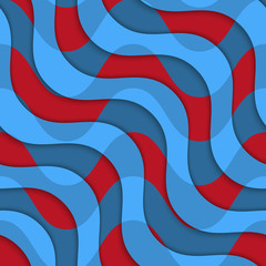 Retro 3D red blue overlaying waves
