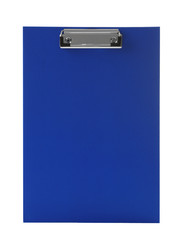 Blank blue clipboard  on white background