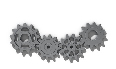 Metallic cogwheel set. 3D rendering illustration.