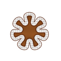 Leather textured badge in form of flower.