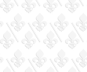 White 3D solid Fleur-de-lis with dots