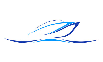 speed boat blue logo icon,vector illustration, wave