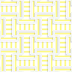 White 3D with colors T rounded shapes with yellow