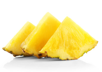 Sliced juicy pineapple isolated on white