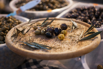 olives on a wooden background