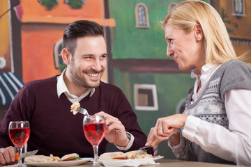 young couple in restaurant
