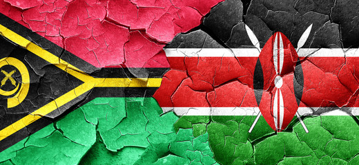 Vanatu flag with Kenya flag on a grunge cracked wall