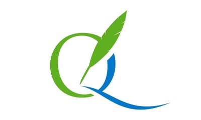 Q letter feather education logo