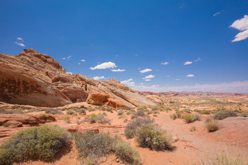 Beautiful cinematic deserted nature view under the blue cloudless sky in the American West