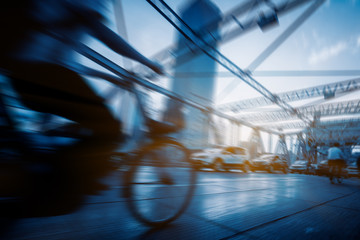 traffic on steel bridge,tianjin china.