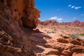 Beautiful cinematic deserted nature view under the blue cloudless sky in the American West