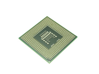 CPU (Central processing unit) microchip isolated on white backgr