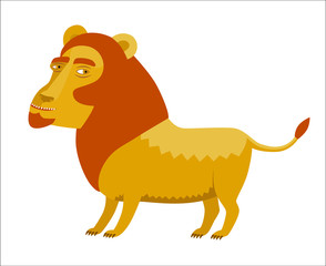 A vector illustration of the lion with a red mane A part of Dodo collection - a set of educational cards for children.