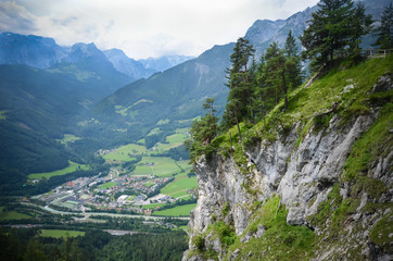 View of Tenneck village from Eisriesenwelt cave in Austria
