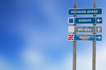 Brexit concept with signpost for decision