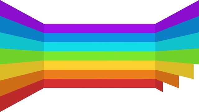 Abstract moving rainbow stripes transition background. Animation of colorful stripes in 4K on white. Digital on-screen graphic footage.