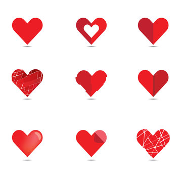 Vector of red heart set. Love , Wedding , Valentine 