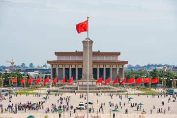 Fotobehang Peking Tiananmen-plein, een van & 39 s werelds grootste stadsplein, een historische locatie in China, in Peking, China