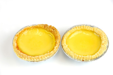 fresh baked egg tart isolated on white background