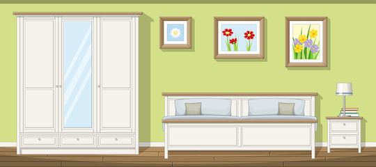 Fototapeta na wymiar Illustration of a classic bedroom