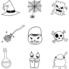 Muurstickers Doodle of Set Halloween © wongsalam77