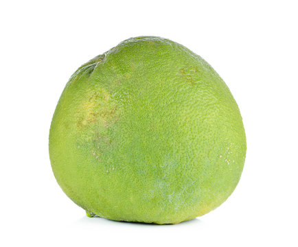 Green Pomelo Fruit On White Backgorund