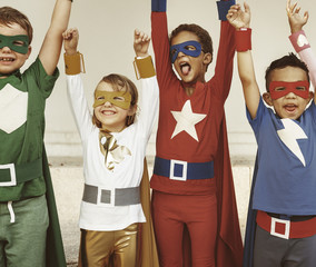 Fototapeta premium Superheroes Kids Teamwork Aspiration Elementary Concept