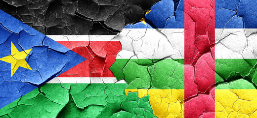 south sudan flag with Central African Republic flag on a grunge