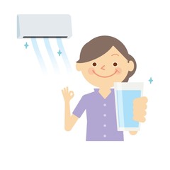 熱中症対策　シニア　女性　イラスト
