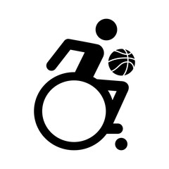 Fototapeta premium Wheelchair athlete playing basketball flat icon for sports apps and websites