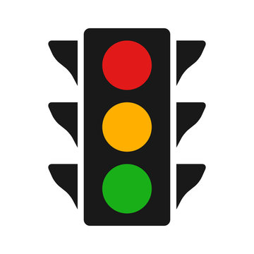 Traffic control light / signal with red, yellow and green color flat icon for apps and websites