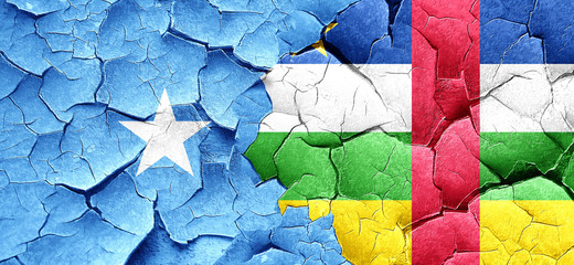 Somalia flag with Central African Republic flag on a grunge crac