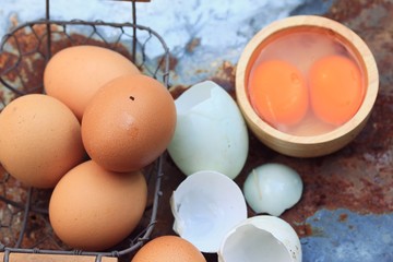 Fresh egg and duck eggs