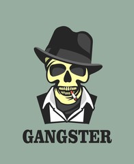 Skull in hat gangster