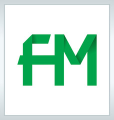 FM Two letter composition for initial, logo or signature.