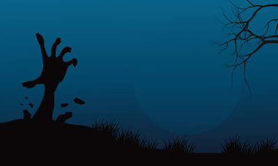 Halloween hand zombie in land vector
