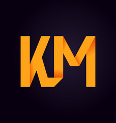 KM Two letter composition for initial, logo or signature.