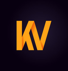 KV Two letter composition for initial, logo or signature.