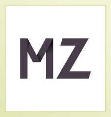 MZ Two letter composition for initial, logo or signature.