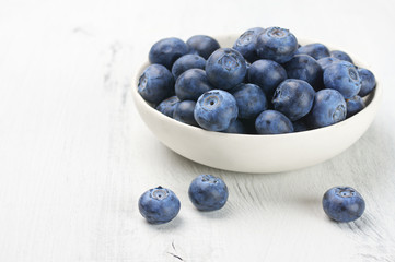 Blueberries in white bowl