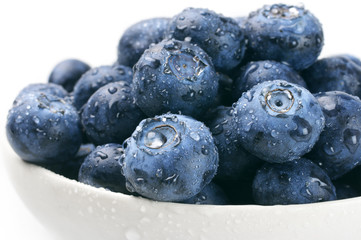 Blueberries in white bowl