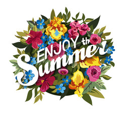 Floral Summer Graphic Design with Colorful Flowers