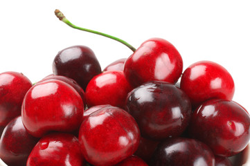 Cherries close-up on white