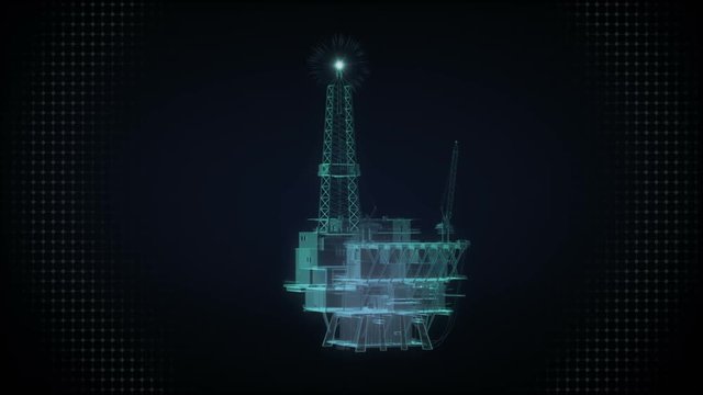 oil drilling, oil platform in the sea, ship. X-ray image.