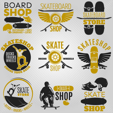 Colored Skateboarding Emblem Set
