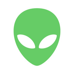 Extraterrestrial alien face or head symbol flat color icon for apps and websites