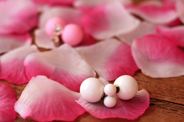Pink petals and earrings